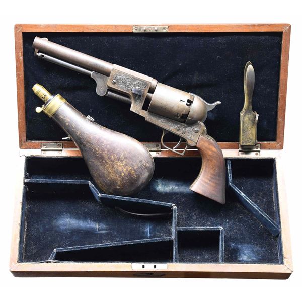 CASED REPRODUCTION COLT DRAGOON REVOLVER.