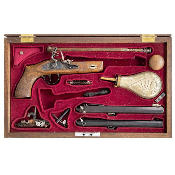 CASED CVA MULTI BBL. PERCUSSION PISTOL.