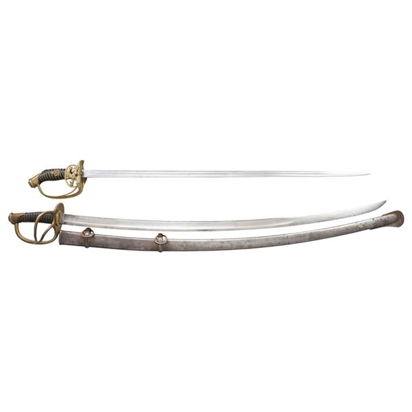 CIVIL WAR IMPORT CAVALRY SABER AND GERMAN SWORD.