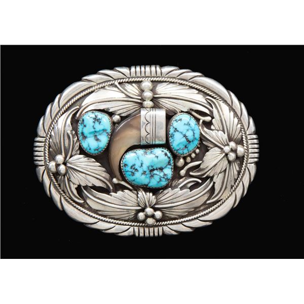 "LAW" SIGNED STERLING SILVER NAVAJO TURQUOISE &