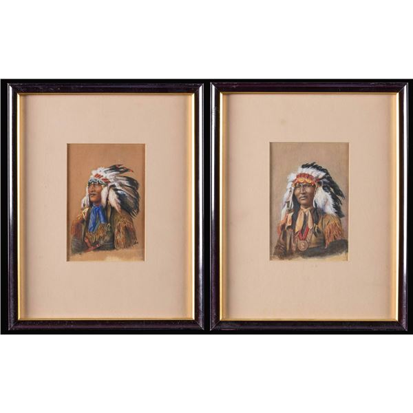 TWO PORTRAITS OF AMERICAN INDIAN CHIEFS.