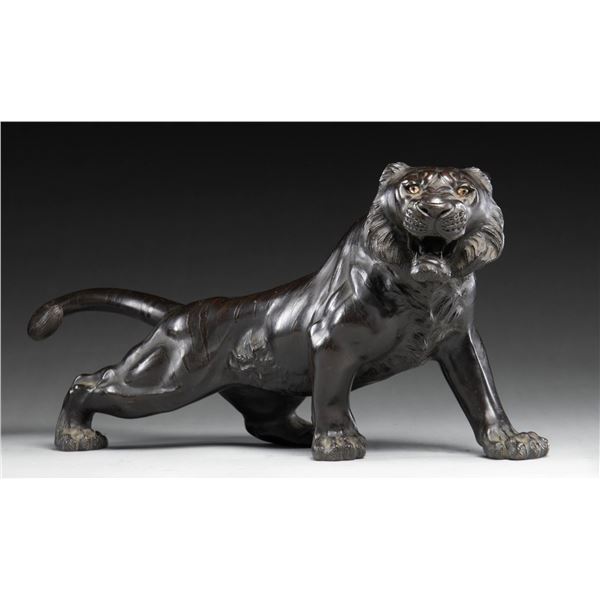 BRONZE PANTHER SCULPTURE.