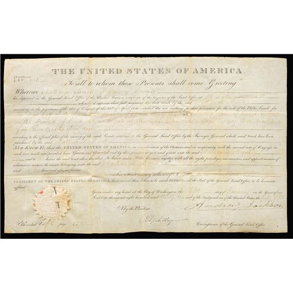 SIGNED ANDREW JACKSON LAND DEED.