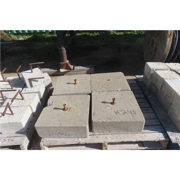 4 Concrete Blocks with Center Bolts - 5 1/2" x 18" x 18"