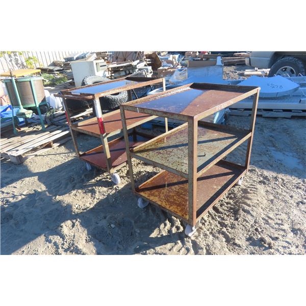 2 x 3-Tier Metal Shop Carts 36" x 24" x 24"