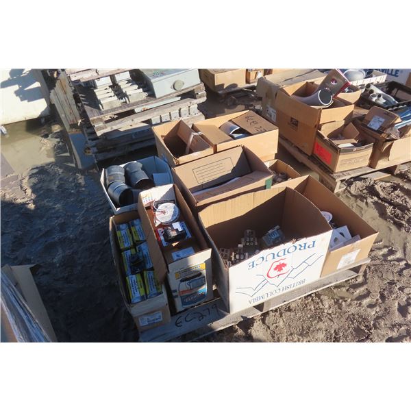 Pallet of Electrical Boxes/Plugs/Connectors/Smoke Alarm + More