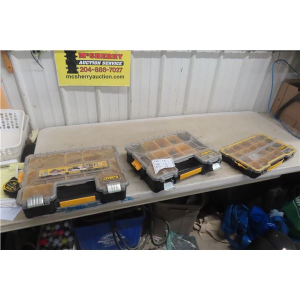 3 Dewalt Organizers with Hardware, Screws & Nails 