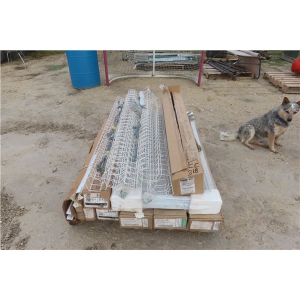 Pallet of Electrical: Fluorescent Fixtures, Cage Covers & More 