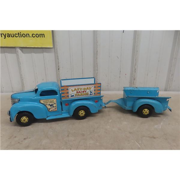 Vintage Marx Pressed Metal Lazy Day Dairy Farms with Trailer