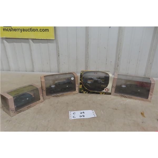 4 Military Diecast in Boxes, (3) Atlas (1) EG 