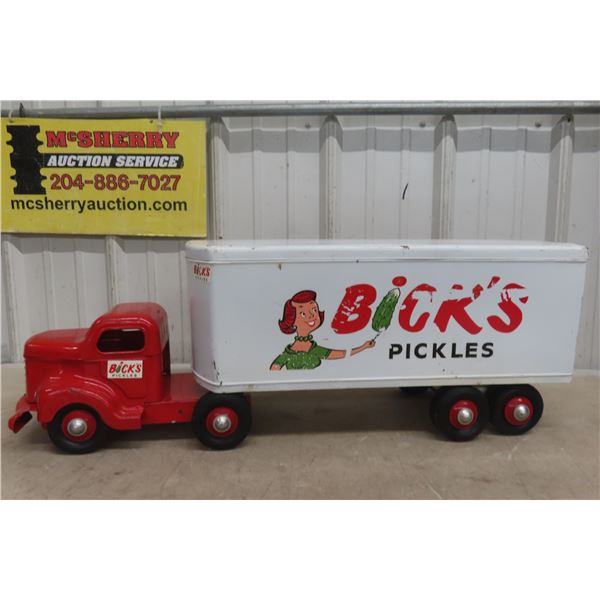 1950s Minnitoy Bicks Pickle Truck and Trailer Pressed Metal by 