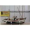 Image 11 : Vintage Wood Sculptured Fishing Boat Display 31'' 