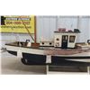 Image 13 : Vintage Wood Sculptured Fishing Boat Display 31'' 