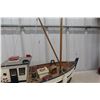 Image 16 : Vintage Wood Sculptured Fishing Boat Display 31'' 