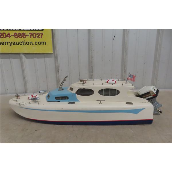 Jetco Cabin Cruiser Wood Model Kit Boat with Battery  