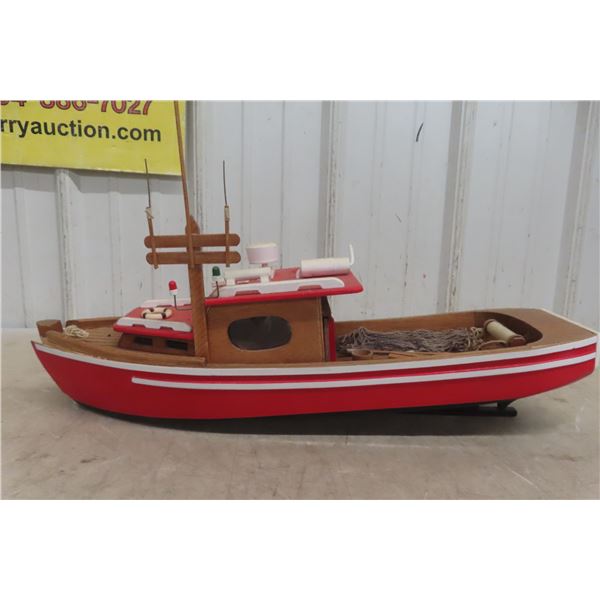 Wood Boat Model Display 21'' Long 