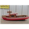 Image 1 : Wood Boat Model Display 21'' Long 