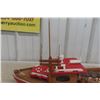 Image 9 : Wood Boat Model Display 21'' Long 