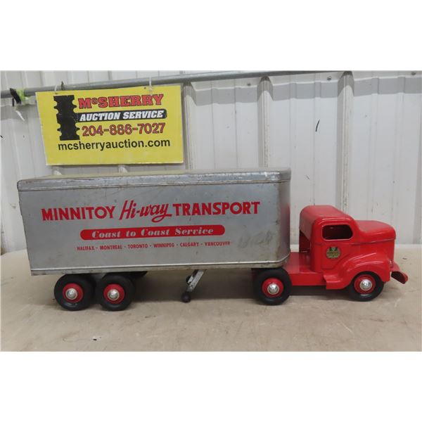 1950s Minnitoy Hi-Way Transport Pressed Metal Truck and