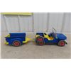 Image 1 : 1950s Vintage Marx Willys Jeep with Trailer, Pressed Metal. 22''