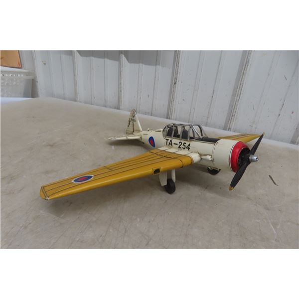 Replica Vintage Airplane Model, 17" Long, 24" Wingspan, Metal