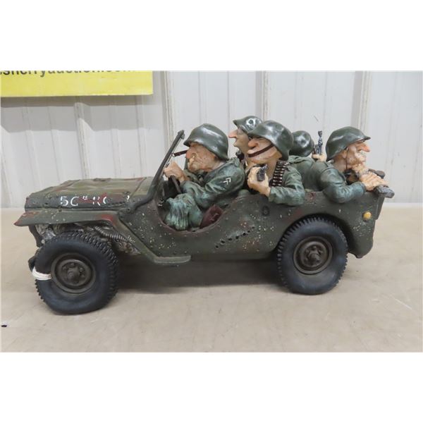 Guillermo Forchino "Jeep Militaire – In the Tour of Duty" Sculpture, Hand-Painted Polyresin, 16"