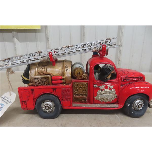 Guillermo Forchino Fire Engine Comic Art Sculpture, Hand-Painted Polyresin, 16" Long, Limited