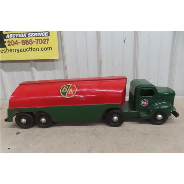 Minnitoy BA Pressed-Metal Tanker Truck, 1940s–50s, 20" Long; Truck Professionally Restored,