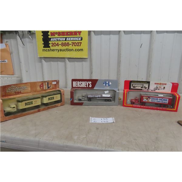 Three American Highways & Winross 1/64 Die-Cast Trucks In Packages