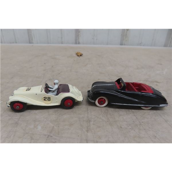 Two Dinky Cars: MG Midget #108 (3" Long) and Austin Atlantic (3 1/8" Long)