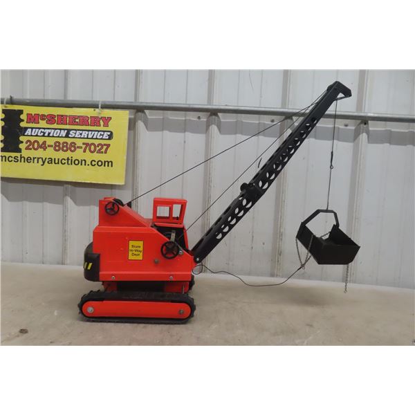 Tonka Orange Mobile Drag Line State Highway Dept Pressed-Metal Truck, 1960s, 10" Machine, 20" Boom