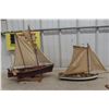 Image 1 : Two Wooden Sailboat Display Models, 15" Long and 13" Long