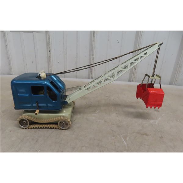 Gama Pressed-Metal Toy Crane, 1950s, 5" Machine, 11" Boom