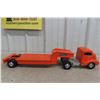 Image 1 : Smith-Miller Toy, GMC Truck with Lowboy Trailer, Pressed Metal, Restored, 26" Long