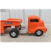 Image 2 : Smith-Miller Toy, GMC Truck with Lowboy Trailer, Pressed Metal, Restored, 26" Long
