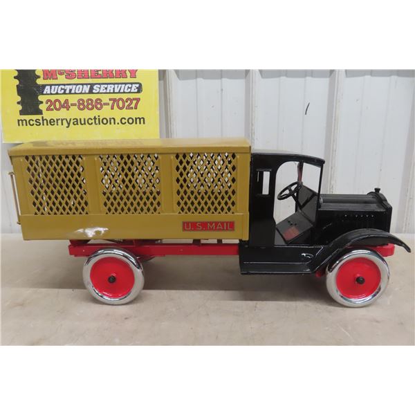 Keystone Mfg. US Mail Heavy-Gauge Steel Toy Truck, 1920s–30s, 26" Long, Professionally Restored