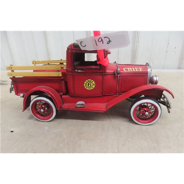 Tin Fire Truck Display Replica, 14" Long