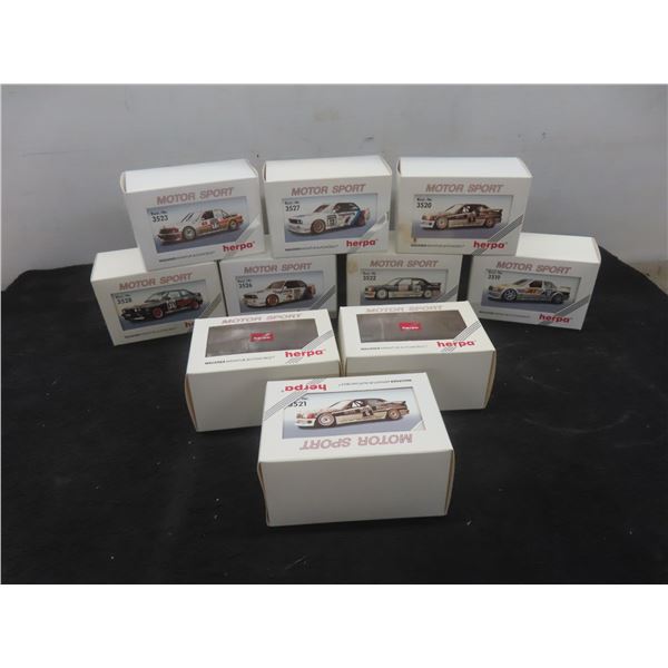 Ten Herpa Motor Sport 1/87 Scale Die-Cast Miniatures Made in West Germany