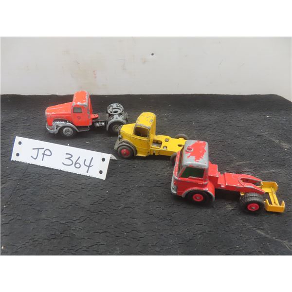 Three Truck Tractors Without Trailers: Dinky, Lesney, and Tekno