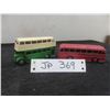 Image 1 : Dinky Toys #282 Leyland Royal Tiger (1954), 1 1/2" x 5" x 1 3/8", and #290 Double-Decker Bus