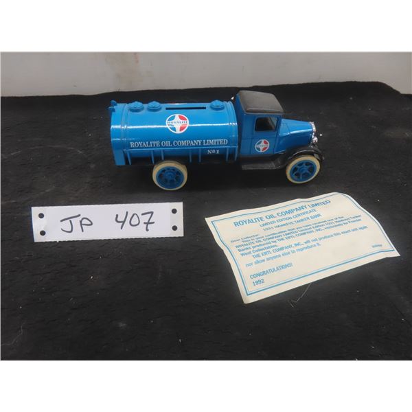 Royalite 1931 Hawkeye Tanker Bank, Limited Edition, 2 3/4" x 7" x 2 3/8", with Box