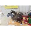Image 4 : Draft Horses with Bob Sleigh Grain Wagon in Plexiglass Display, 32" Long