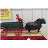 Image 1 : Draft Horses with H&M Grain Wagon Display, 25" Long, in Fitted Box