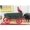 Image 6 : Draft Horses with H&M Grain Wagon Display, 25" Long, in Fitted Box