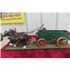 Image 1 : Draft Horses with H&M Grain Wagon Display, 24" Long, in Fitted Box