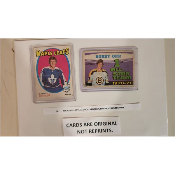 NHL Cards – 1971-72 OPC #193 Darryl Sittler, #251 Bobby Orr.
