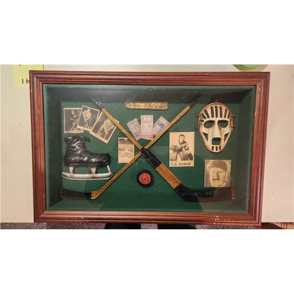 Vintage Shadow Box: Game of Ice Hockey 20.5" x 13.5" x 3".
