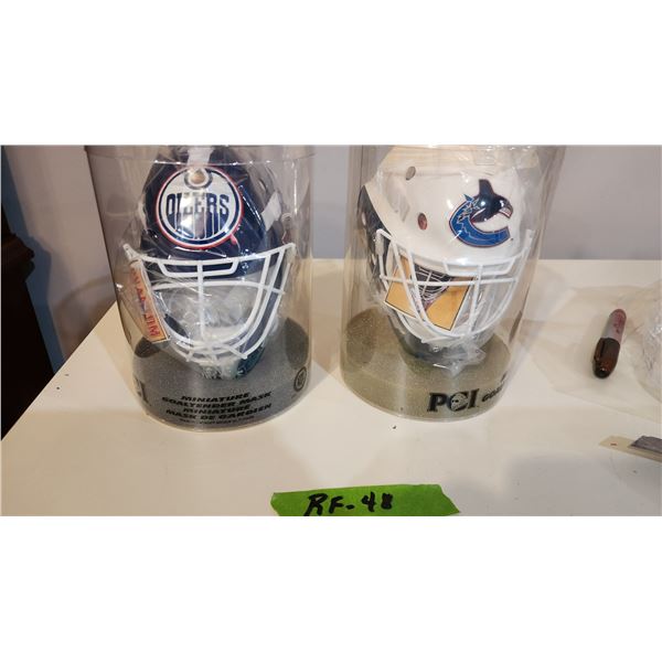 2 NHL Goalie Masks – Oilers & Canucks – 5.5" x 7.5".