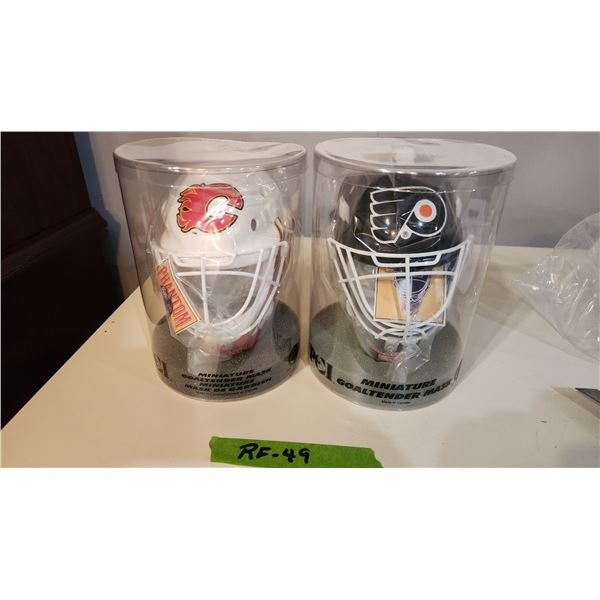 2 NHL Goalie Masks – Flames & Flyers – 5.5" x 7.5".