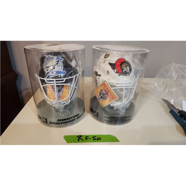 2 NHL Goalie Masks – Senators & Lightning – 5.5" x 7.5".